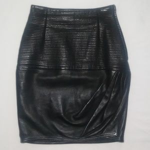 GIANNI VERSACE Vintage Black Leather Skirt Size 42
